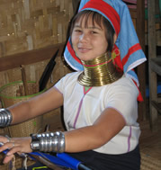 "Giraffe-necked" woman of Paduang tribe, one of 135 ethic groups in Burma