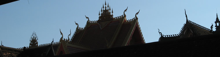 Ornate temple rooftops, Vientiane, Laos