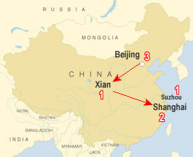 Route map, China in 9 days