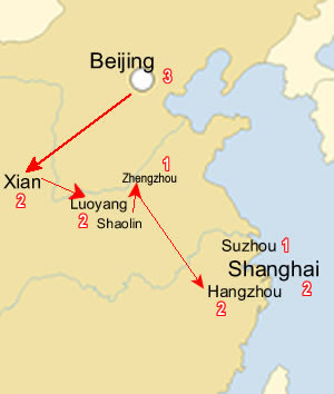 Route map, Historic China